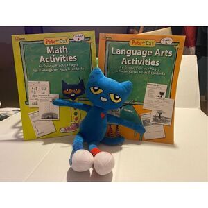 Pete the Cat Grade K Math & Language Arts Workbooks plus 11” Pete the Cat Plush